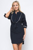 Wholesale 9715 RUST 3/4 SLEEVE BUTTON FRONT MIDI DRESS WITH TIE BELT