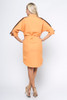 WB11-56136-9715 RUST 3/4 SLEEVE BUTTON FRONT MIDI DRESS WITH TIE BELT  (2,2,2 - S,M,L)