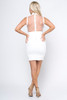 B-56151-SJW797 WHITE FRONT AND BACK VIEW MESH DETAIL ROUND NECK SLEEVE LESS SEXY MIDI DREESS WITH LINING (2,2,2 - S,M,L)