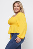 B-56210-T30688X YELLOW STRAIGHTNECK LONG SLEEVE PLUS SIZE RUFFLE TOP  (3,3 - 2XL,3XL)