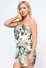 B-56219-R2924 IVORY OLIVE PRINTED STRAPLESS ROMPER WITH POCKETS (3,2,1 - S,M,L)