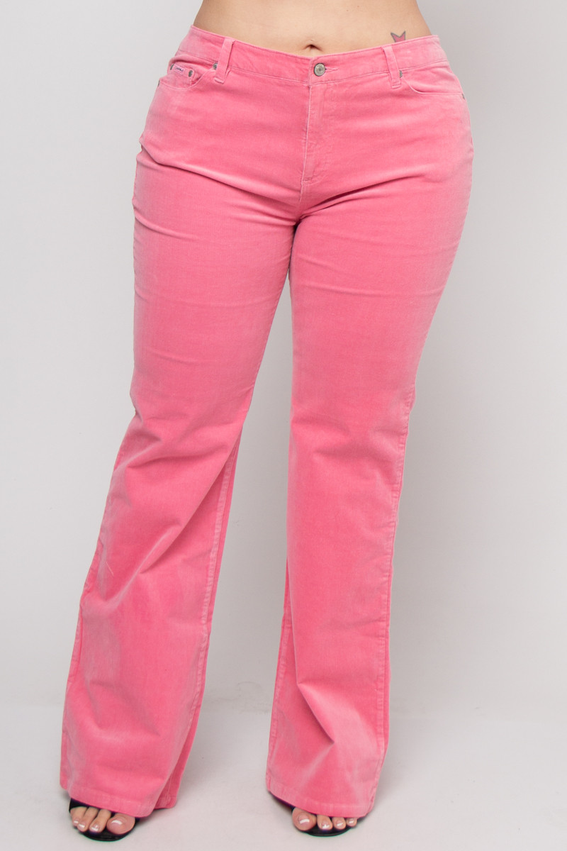 Straight Plus Size Corduroy Pants LPT8726