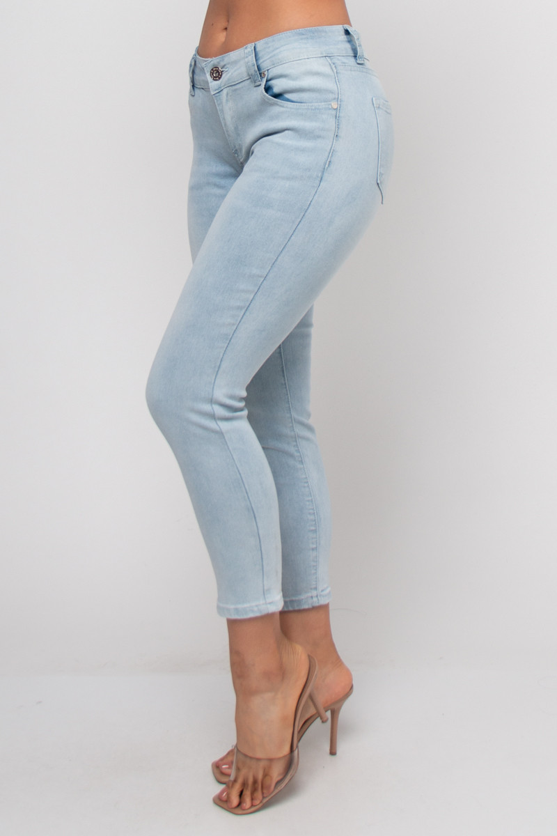 Blue Mid Rise Skinny Jeans 216632