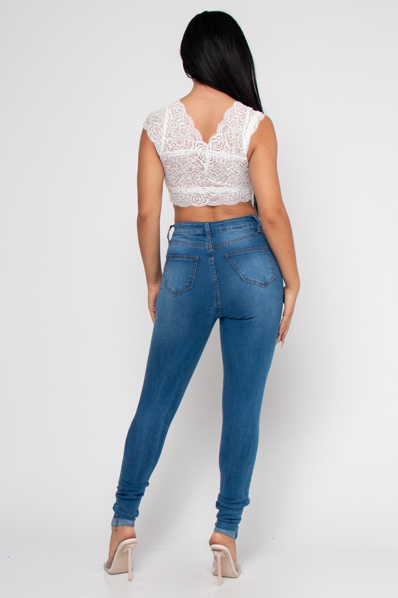 Black High Rise Ripped Skinny Jeans BL-419