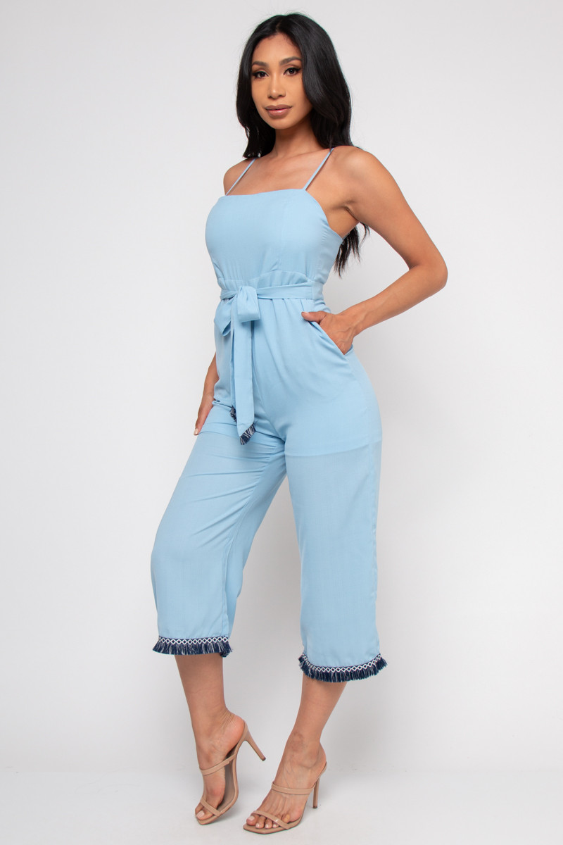 Sky Blue Spaghetti Strap Romper 