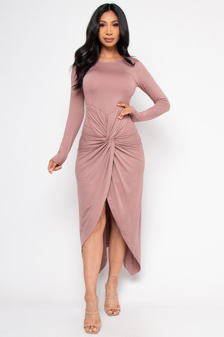 Wholesale Mocha Long Sleeve Round Neck 