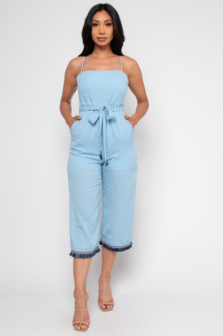 Sky Blue Spaghetti Strap Romper 