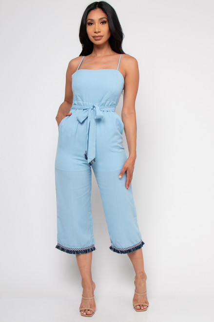 Sky Blue Spaghetti Strap Romper 