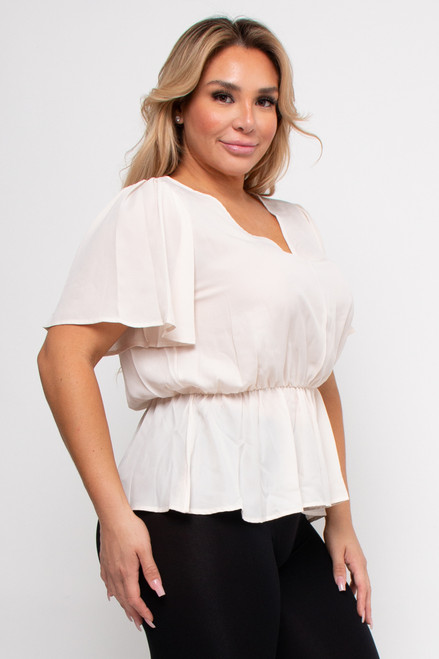 V-58136-T1011 IVORY PLUS SIZE TOP (2,2,2 - 1XL,2XL,3XL)