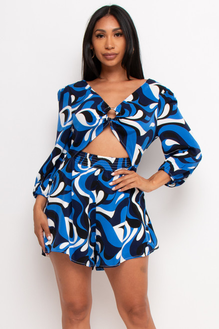 60472-34857R Blue/Black ROMPER (2,2,2 - S,M,L)