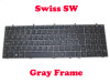 Laptop Keyboard For CLEVO W370ET MP-12A36CH-4301W 6-80-W37S0-180-1 6-80-W670STQK-180-W Swiss SW With Grey Frame