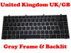 Laptop Keyboard For CLEVO W230SD W230SS W230ST United Kingdom UK Gray Frame And Backlit New