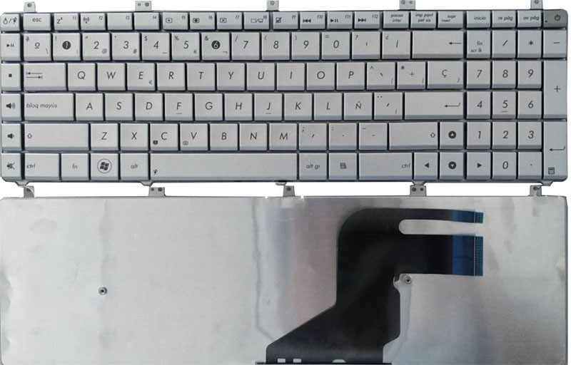 Tastiera Italiana Argentata Per Notebook ASUS N55, N55S, N55SF, N55SL, N75, N75SF, N75SL. Ricambio Compatibile, Nuovo, Spedizione Immediata Dall'Italia.