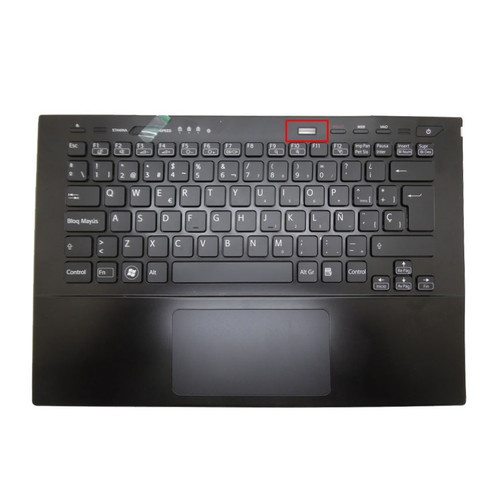 Laptop Palmrest For SONY VAIO SVS13 SVS131 Series 025-2023-2171-B black with Spanish SP backlit keyboard with touchpad with finger hole upper case used