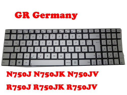 Laptop Keyboard For ASUS N750J N750JK N750JV R750J R750JK R750JV Silver GR Germany Without Frame With Backlit
