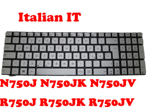 Laptop Keyboard For ASUS N750J N750JK N750JV R750J R750JK R750JV Silver IT Italy Without Frame With Backlit