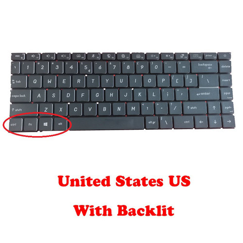 Laptop US RGB Backlit Keyboard For MSI For Prestige 14 P14 MS-14C1 14C2 Prestige 14 A10SC A10RB A10RAS A10RBS English US Colourful Backlit