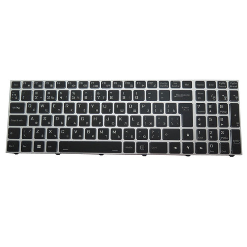 Laptop NO Backlit Keyboard For CLEVO PB50 PB50DDS PB50DF1 PB50DF2 PB50ED PB50ED1 PB50EF PB50RC PB50RD PB51ED PB51ED1 PB51EF PB51RC PB51RD PB51RF PB50RF-G PB50RF1-G Russian RU Silver Frame