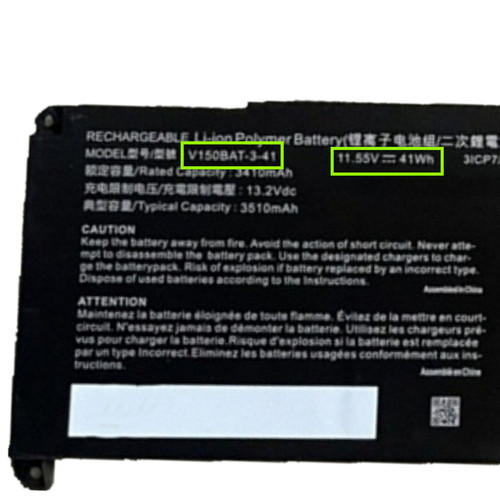 Laptop Battery For CLEVO V150BAT-3-41 11.55V 3465mAh 41Wh