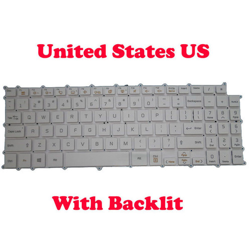 Laptop Keyboard For LG 15Z995 15Z995-U 15Z995-U.ARW6U1 15Z995-V 15Z995-V.AXAHU1 15Z995-R 15Z995-R.AAS9U1 English US White Without Frame & With Backlit