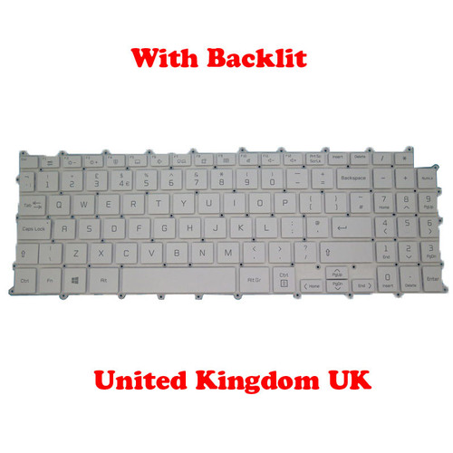 Laptop With Backlit Keyboard For LG 16T90P 16T90P-K 16T90P-K.AAB7U1 16T90P-K.AAB8U1 16T90P-K.AAE7U1 United Kingdom UK White NO Frame