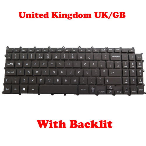 Laptop With Backlit Keyboard For LG 16T90P-G 16T90P-G.AA75C2 United Kingdom UK/GB Black NO Frame