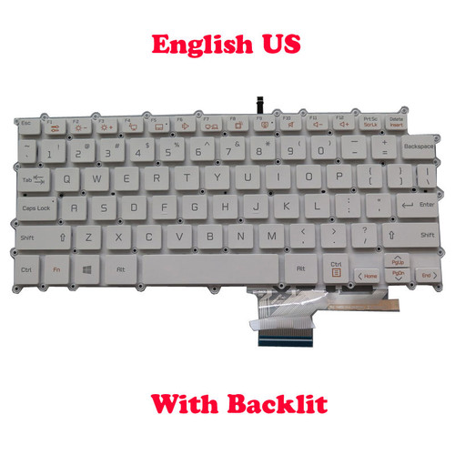 Laptop Backlit Keyboard For LG Gram 14 14T990 14TD990 LG14T99 14TD990-GX30K 14TD990-GX50K 14TD990-GX70K English US White Without Frame