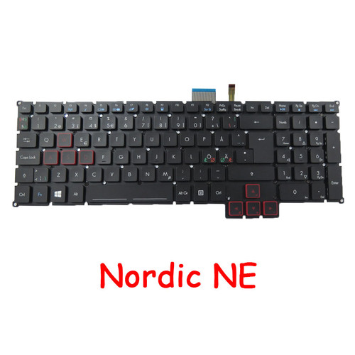 Laptop With Backlit Keyboard For ACER G9-591 G9-592 G9-593 Nordic NE Black Without Frame