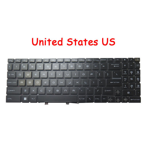Laptop With Multi-Color RGB Backlight Keyboard For MSI Pulse GL76 GL76-11U 9Z.NK1BN.J1D NSK-FG0JBN 1D S1N3EUS2M3D10 S1N-3EUS2M3-D10 United States US Black Without Frame