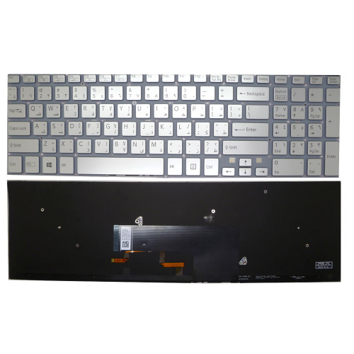 Laptop Keyboard For SONY For VAIO SVF152 SVF153 SVF15213SA SVF15216SA SVF15216SF SVF15216SG SVF15218SA SVF15218SF SVF15218SG SVF1521BYA Arabia AR Silver With Backlit New
