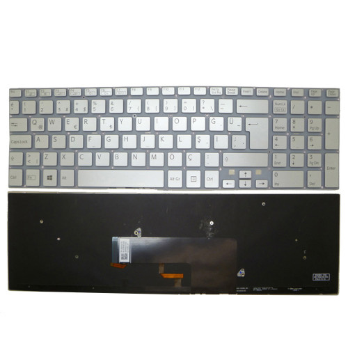 Laptop Keyboard For SONY For VAIO SVF152 SVF153 SVF1521E6E SVF1521E7E SVF1521E8E SVF1521F1R SVF1521F2E SVF1521F4E SVF1521F6E SVF1521F8E SVF1521FST Turkish TR Silver With Backlit New