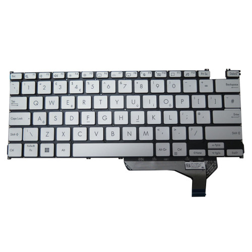 Laptop Keyboard For ASUS 9Z.NLYBN.00U NSK-UAH0BN With Backlit Without Frame Silver United Kingdom UK