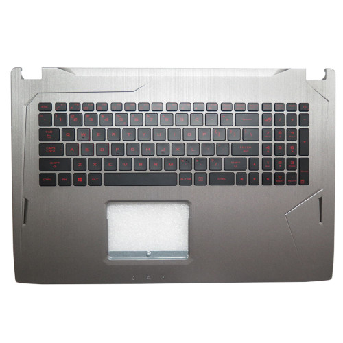 Laptop PalmRest&keyboard For ASUS 90NB0DZ3-R31US0 Grey Top case Black United States US QWERTY keyboard with red backlit letters