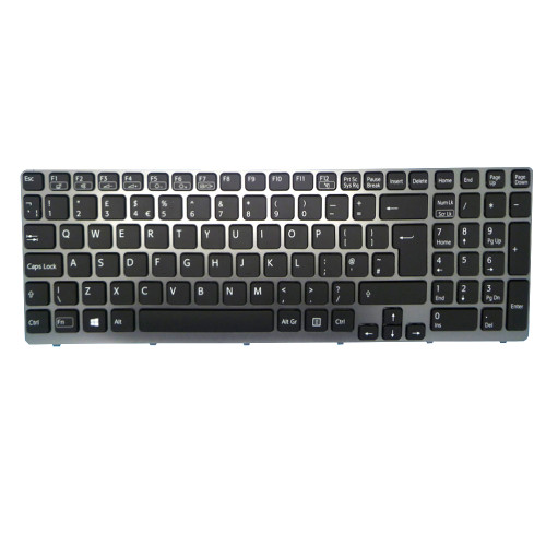 Laptop Keyboard For SONY For VAIO SVE15 SVE1512E6E SVE1512F1R SVE1512F4E SVE1512G1R SVE1512G4E SVE1512H1E SVE1512H1R SVE1512H4E United Kingdom UK Black With Backlit Gray Frame Used