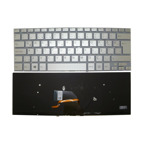 Laptop Keyboard For SONY For VAIO SVF14 SVF1421F4E SVF1421G4E SVF1421H4E SVF1421L1E SVF1421P2E SVF1421S1E Turkish TR Silver With Backlit New