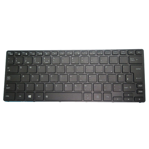 Laptop Keyboard For Dynabook Tecra A30-G A30-G-12T A30-G-12U A30-G-132 A30-G-133 A30-G-13C A30-G-14K United Kingdom UK Black With Frame With Backlit New