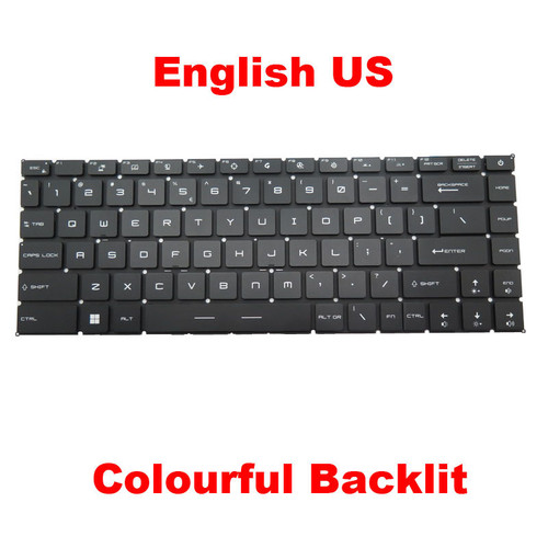 Laptop RGB Backlit Keyboard For MSI Creator 15-A11U A11UE A11UH MS-16V4 English US Black No Frame Colourful Backlit