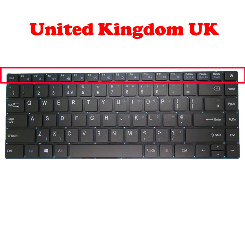 Laptop Black Replacement Keyboard For Insys FlexBook WH9-133A9 United Kingdom UK No Frame New