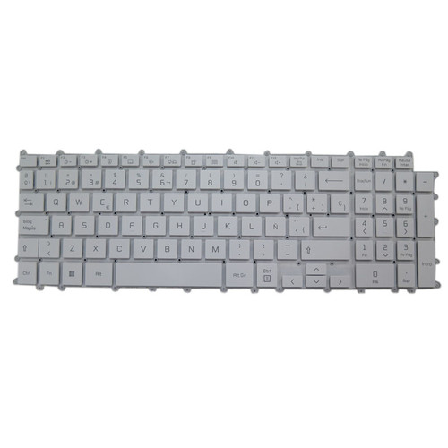 Laptop Backlit Keyboard For LG 17ZB90R 17ZB90R-G 17ZB90R-NP55J 17ZB90R-MA78J1 17ZB90R-K 17ZB90R-G.AP75G AP78G AA55Y 17ZB90R-K.ADC8U1/U4 AAC7U1 AAB6U1 AA75A9 Spanish SP White NO Frame New