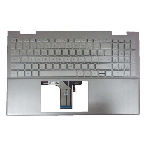 Laptop PalmRest&keyboard For HP Pavilion x360 15-ER0000 15T-ER000 Silver top cover United States US Silver Keyboard With backlight Without fingerprint M45129-001