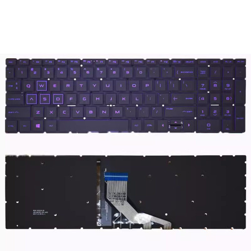 Laptop Keyboard For HP 15-DB000 With Purple Backlit Non-Frame Black United States US