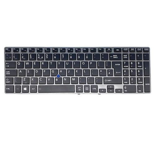 Laptop Keyboard For Dynabook R654/M PR654MAX6E7AD31 PR654MAX4E7AD31 PR654MAA6E7AD31 PR654MAA4E7AD31 United Kingdom UK Black With Gray Frame With Backlit&Pointing New