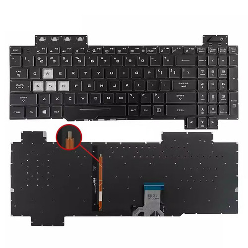 Laptop Keyboard For ASUS TUF Gaming FX705DD United States US With Backlit Black with white letters