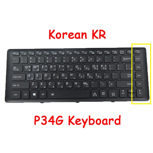 Laptop P34 Keyboard For Gigabyte P34G P34G V2 P34G V7 P34K V3 P34K V5 P34K V7 P34W V3 P34W V5 P34F V5 U2442 U2442D U2442F U2442N U2442S U2442T U2442V U24F U24T Korean KR Black Frame And Backlit