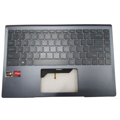Dark-Blue Used Laptop PalmRest&US Backlit Keyboard For MSI Modern 14 B10R B10MW B10RASW Modern 14 B11S B11M B11ML B11MO B11MOL B11MOU B11MU B11SB B11SBL B11SBU MS-14D2 MS-14D1 No Touchpad 90% New