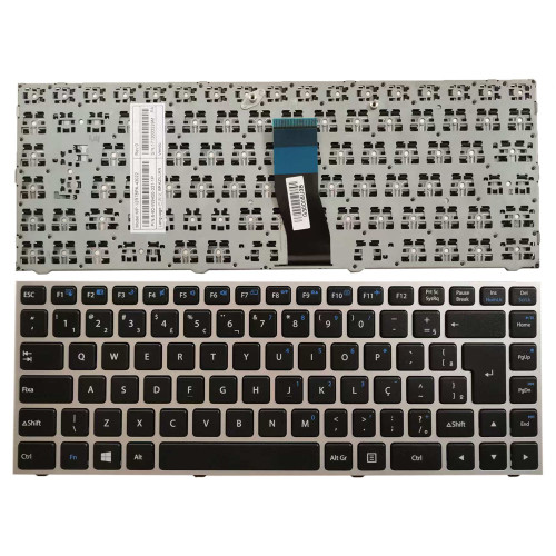 Laptop Keyboard For CLEVO W940SU MP-12R78PA-4302 6-80-W9400-330-1 Brazil BR Silver Frame New