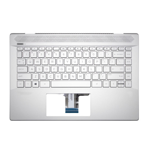 Laptop PalmRest&Keyboard For HP Pavilion 14-CE0000 L19194-001 with fingerprint without backlit United States US Silver