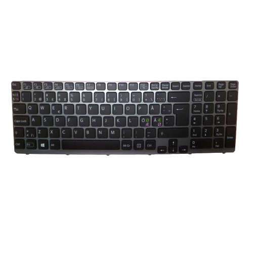 Laptop Keyboard For SONY SVE15 SVE1511W1E SVE1511X1E SVE1511X1R SVE1511Y1E SVE1511Z1E SVE1512A4E SVE1512B1E SVE1512B4E Nordic NE Black With Gray Frame New