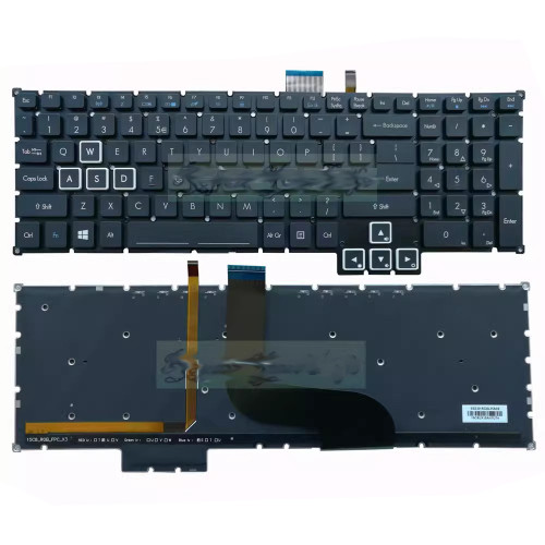 White Mark Laptop RGB Backlit Keyboard For ACER Predator Helios 500 PH517-61 PH517-61-R0GX PH517-61-R3R9 PH517-61-R1DQ English US Black Colourful Backlit New