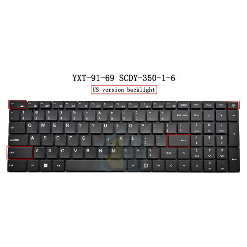 Laptop Backlit Keyboard For SCDY-350-1-6 YXT-91-69 United States US Black New